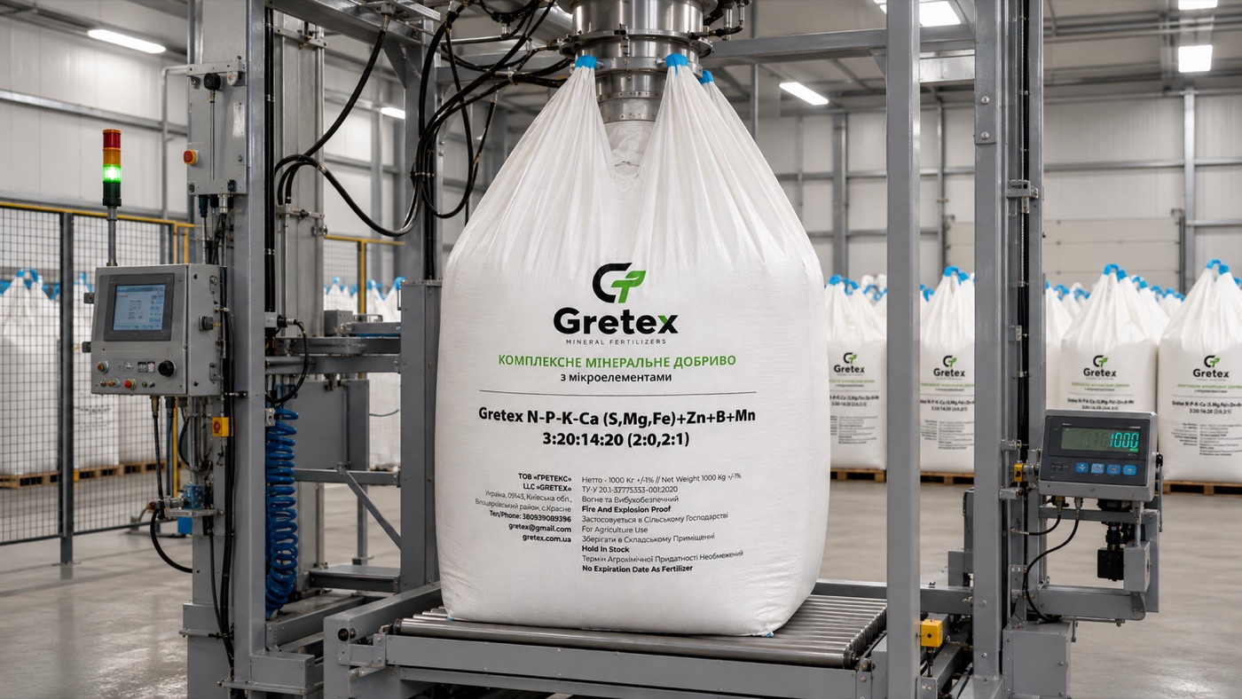 Лінія фасування: біг-бег Gretex на ваговому пості під дозатором